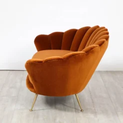 Italian 1950's Scalloped Shaped Channeled Velvet Settee Or Sofa -chairish shop italian 1950s scalloped shaped channeled velvet settee or sofa 8987