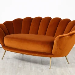 Italian 1950's Scalloped Shaped Channeled Velvet Settee Or Sofa -chairish shop italian 1950s scalloped shaped channeled velvet settee or sofa 9135