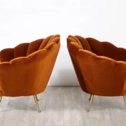 Italian 1950's Scalloped Shaped Velvet Lounge Chairs - A Pair -chairish shop italian 1950s scalloped shaped velvet lounge chairs a pair 0855
