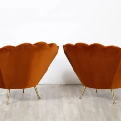 Italian 1950's Scalloped Shaped Velvet Lounge Chairs - A Pair -chairish shop italian 1950s scalloped shaped velvet lounge chairs a pair 6104
