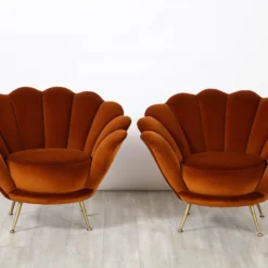 Italian 1950's Scalloped Shaped Velvet Lounge Chairs - A Pair -chairish shop italian 1950s scalloped shaped velvet lounge chairs a pair 6801