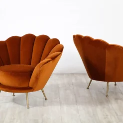 Italian 1950's Scalloped Shaped Velvet Lounge Chairs - A Pair -chairish shop italian 1950s scalloped shaped velvet lounge chairs a pair 9346