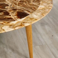 Italian 1960's Circular Coffee Table With Oak Fluted Base And Agate Top -chairish shop italian 1960s circular coffee table with oak fluted base and agate top 3124 scaled