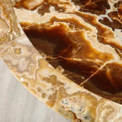 Italian 1960's Circular Coffee Table With Oak Fluted Base And Agate Top -chairish shop italian 1960s circular coffee table with oak fluted base and agate top 3976