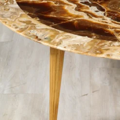 Italian 1960's Circular Coffee Table With Oak Fluted Base And Agate Top -chairish shop italian 1960s circular coffee table with oak fluted base and agate top 9571 scaled