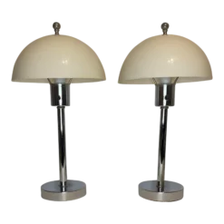 Italian Vintage 1960’s Space Age Chrome Lamps A Pair