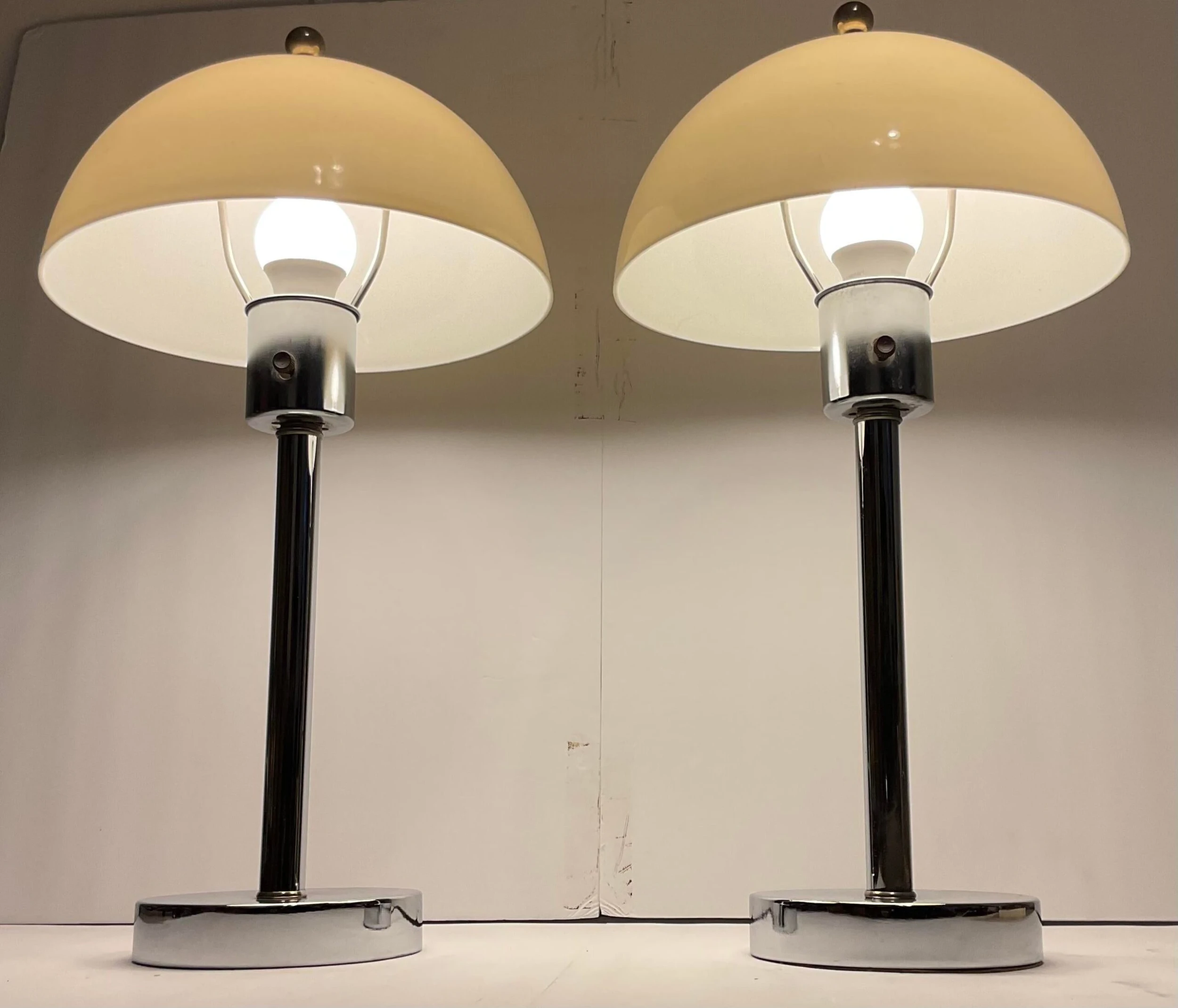 Italian Vintage 1960’s Space Age Chrome Lamps A Pair 2 Italian Vintage 1960’s Space Age Chrome Lamps A Pair - Image 2