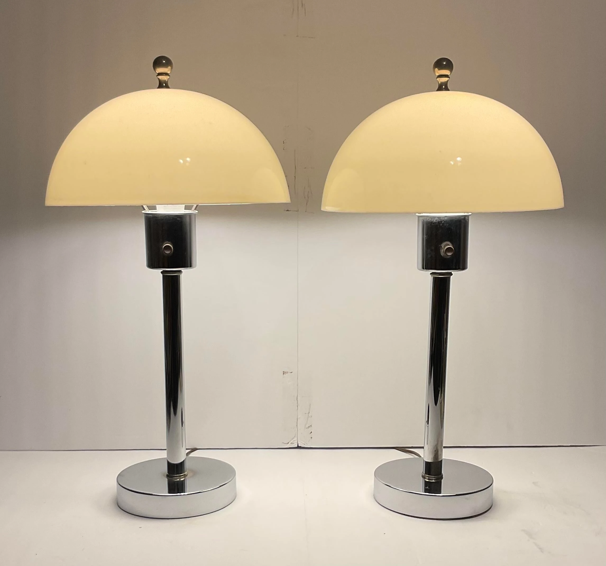 Italian Vintage 1960’s Space Age Chrome Lamps A Pair 3 Italian Vintage 1960’s Space Age Chrome Lamps A Pair - Image 3