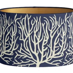 Lampshade Lauren Navy Ecru (Round S) -chairish shop lampshade lauren navy ecru round s 9590