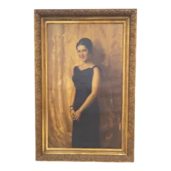 Large 1930's Full Length Portrait Painting Of A Lady, Signed, Brown University Label