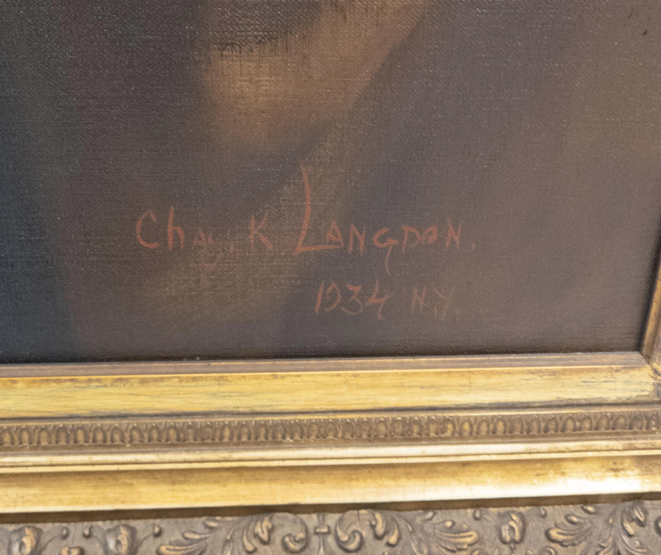 Large 1930's Full Length Portrait Painting Of A Lady, Signed, Brown University Label 5 Large 1930's Full Length Portrait Painting Of A Lady, Signed, Brown University Label - Image 5