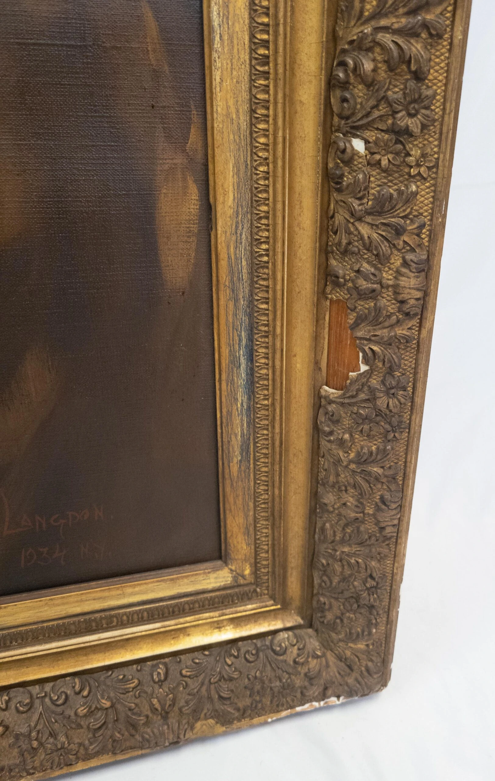 Large 1930's Full Length Portrait Painting Of A Lady, Signed, Brown University Label 10 Large 1930's Full Length Portrait Painting Of A Lady, Signed, Brown University Label - Image 10