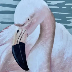 Large 1980's Flamingoes Painting By Lee Reynolds -chairish shop large 1980s flamingoes painting by lee reynolds 5285 scaled