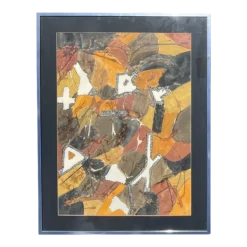 Large Abstract Mixed Media From 70's/Unsigned