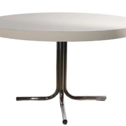 Large Round Chrome Base And White Formica Dining, Kitchen Table Ca. 1970's -chairish shop large round chrome base and white formica dining kitchen table ca 1970s 1880