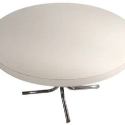 Large Round Chrome Base And White Formica Dining, Kitchen Table Ca. 1970's -chairish shop large round chrome base and white formica dining kitchen table ca 1970s 3552