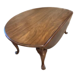 Mid 20th Century Henkel-Harris Co. Solid Black Walnut Drop Leaf Accent Coffee Table (1900’s)