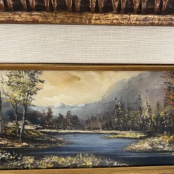 Mid 20th Century S Gruber Oil Painting Landscape Gold Gilt Frame Wood Panel Signed Vintage Antique -chairish shop mid 20th century s gruber oil painting landscape gold gilt frame wood panel signed vintage antique 5494 scaled
