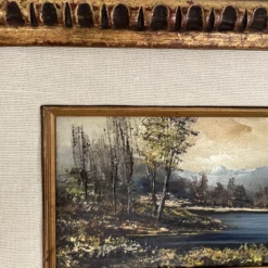 Mid 20th Century S Gruber Oil Painting Landscape Gold Gilt Frame Wood Panel Signed Vintage Antique -chairish shop mid 20th century s gruber oil painting landscape gold gilt frame wood panel signed vintage antique 7896 scaled
