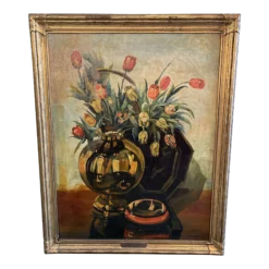 Mid 20th Century S. Loman "Reflections" Still Life Oil Painting