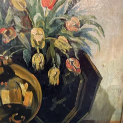 Mid 20th Century S. Loman "Reflections" Still Life Oil Painting -chairish shop mid 20th century s loman reflections still life oil painting 6426