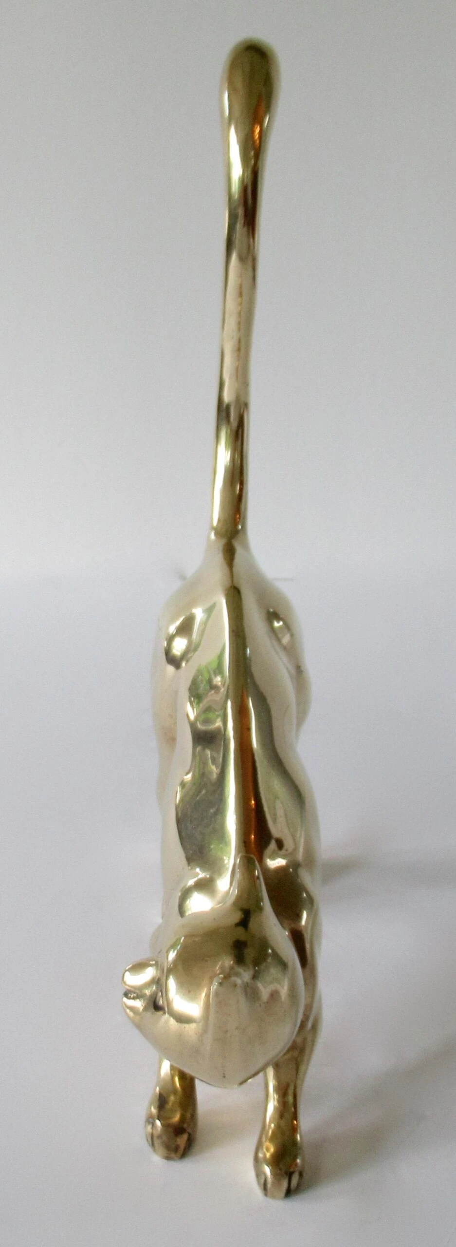 Mid-Century 1960's-1970's Large Polished Brass Cat With Accentuated Tail "On The Prowl" 5 Mid-Century 1960's-1970's Large Polished Brass Cat With Accentuated Tail "On The Prowl" - Image 5