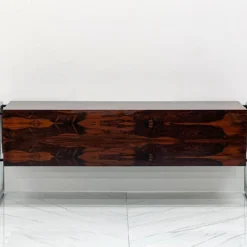 Mid Century Chrome And Rosewood Wrapped Desk By Scandiline Furniture, 1970's -chairish shop mid century chrome and rosewood wrapped desk by scandiline furniture 1970s 1075