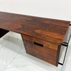 Mid Century Chrome And Rosewood Wrapped Desk By Scandiline Furniture, 1970's -chairish shop mid century chrome and rosewood wrapped desk by scandiline furniture 1970s 1738