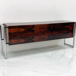 Mid Century Chrome And Rosewood Wrapped Desk By Scandiline Furniture, 1970's -chairish shop mid century chrome and rosewood wrapped desk by scandiline furniture 1970s 8638