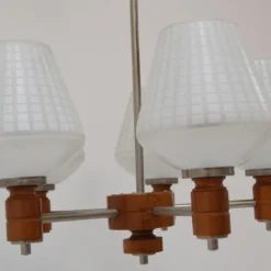 Mid-Century Glass & Metal Chandelier, 1970´s -chairish shop mid century glass and metal chandelier 1970 s 2866