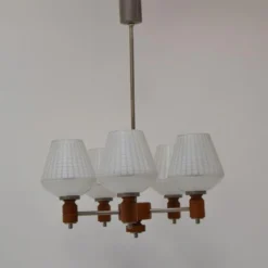 Mid-Century Glass & Metal Chandelier, 1970´s -chairish shop mid century glass and metal chandelier 1970 s 9567