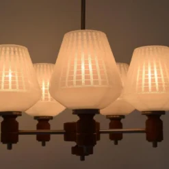 Mid-Century Glass & Metal Chandelier, 1970´s -chairish shop mid century glass and metal chandelier 1970 s 9893