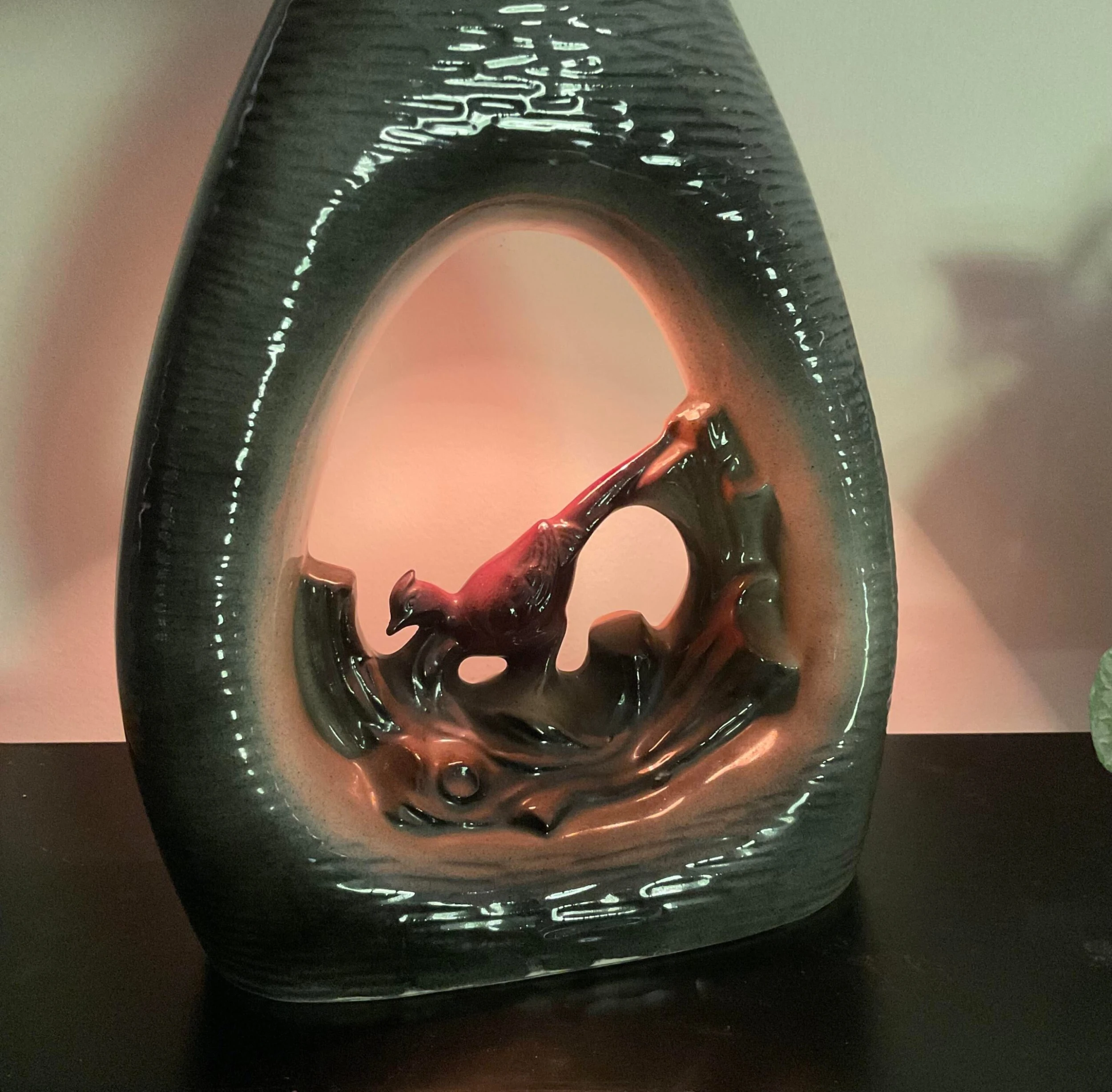 Mid-Century Haeger Vintage 1950's Pheasant Bird Ceramic Gray Table Tv Lamp Double Illumination 9 Mid-Century Haeger Vintage 1950's Pheasant Bird Ceramic Gray Table Tv Lamp Double Illumination - Image 9