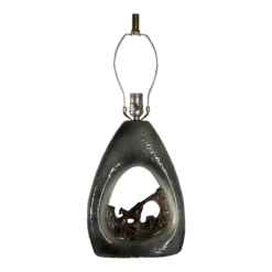 Mid-Century Haeger Vintage 1950's Pheasant Bird Ceramic Gray Table Tv Lamp Double Illumination