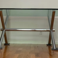 Mid Century Italian Chrome X-Base Trestle Dining Clear Glass Top Table. Italy C. 70's -chairish shop mid century italian chrome x base trestle dining clear glass top table italy c 70s 3182 scaled