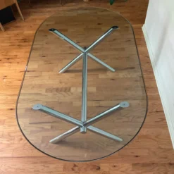 Mid Century Italian Chrome X-Base Trestle Dining Clear Glass Top Table. Italy C. 70's -chairish shop mid century italian chrome x base trestle dining clear glass top table italy c 70s 8390 scaled