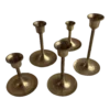 Mid-Century Modern Graduated Tulip Brass Candlesticks S/5