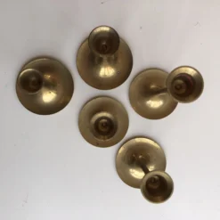 Mid-Century Modern Graduated Tulip Brass Candlesticks S/5 -chairish shop mid century modern graduated tulip brass candlesticks s5 3433