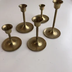 Mid-Century Modern Graduated Tulip Brass Candlesticks S/5 -chairish shop mid century modern graduated tulip brass candlesticks s5 8625 scaled