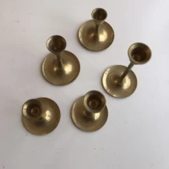 Mid-Century Modern Graduated Tulip Brass Candlesticks S/5 -chairish shop mid century modern graduated tulip brass candlesticks s5 9417 scaled