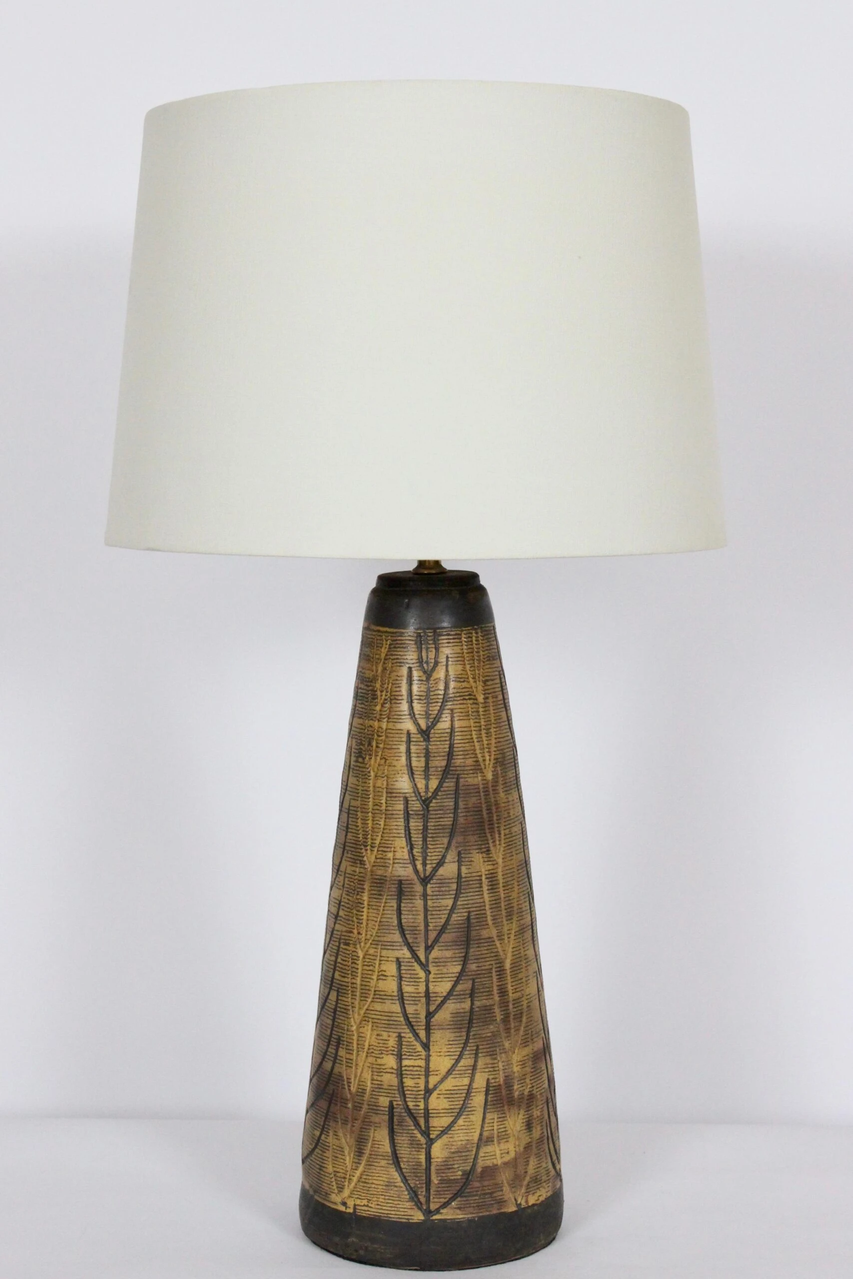 Nancy Wickham For Design Technics Incised Ceramic Lamp, 1950's 2 Nancy Wickham For Design Technics Incised Ceramic Lamp, 1950's - Image 2