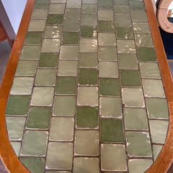 Oak And Green Ceramic Tile Dining Table, France, 1940-50's -chairish shop oak and green ceramic tile dining table france 1940 50s 6176