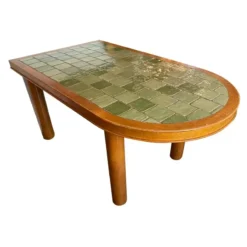Oak And Green Ceramic Tile Dining Table, France, 1940-50's -chairish shop oak and green ceramic tile dining table france 1940 50s 7138