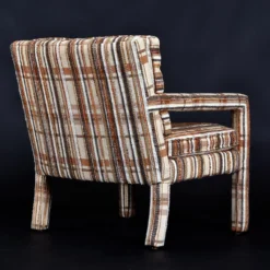 Original 1970’s Milo Baughman Style Brown And Beige Plaid Fabric Parsons Chairs -chairish shop original 1970s milo baughman style brown and beige plaid fabric parsons chairs 2247