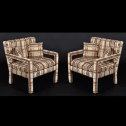 Original 1970’s Milo Baughman Style Brown And Beige Plaid Fabric Parsons Chairs -chairish shop original 1970s milo baughman style brown and beige plaid fabric parsons chairs 5198
