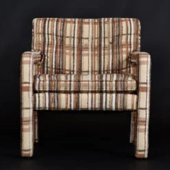 Original 1970’s Milo Baughman Style Brown And Beige Plaid Fabric Parsons Chairs -chairish shop original 1970s milo baughman style brown and beige plaid fabric parsons chairs 9619