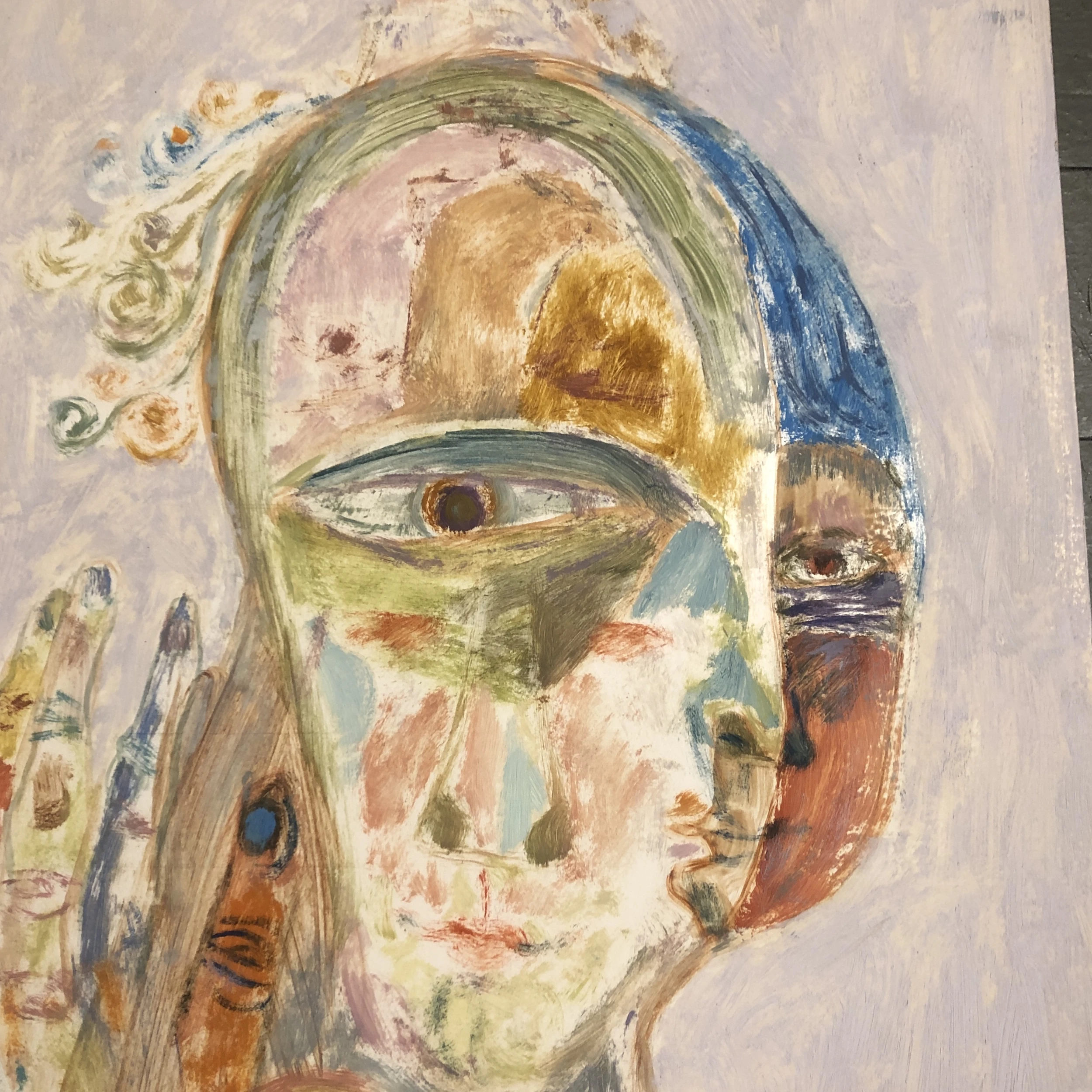 Original Vintage Abstract E.J.Hartmann Cubist Portrait Painting 1970’s Signed 2 Original Vintage Abstract E.J.Hartmann Cubist Portrait Painting 1970’s Signed - Image 2