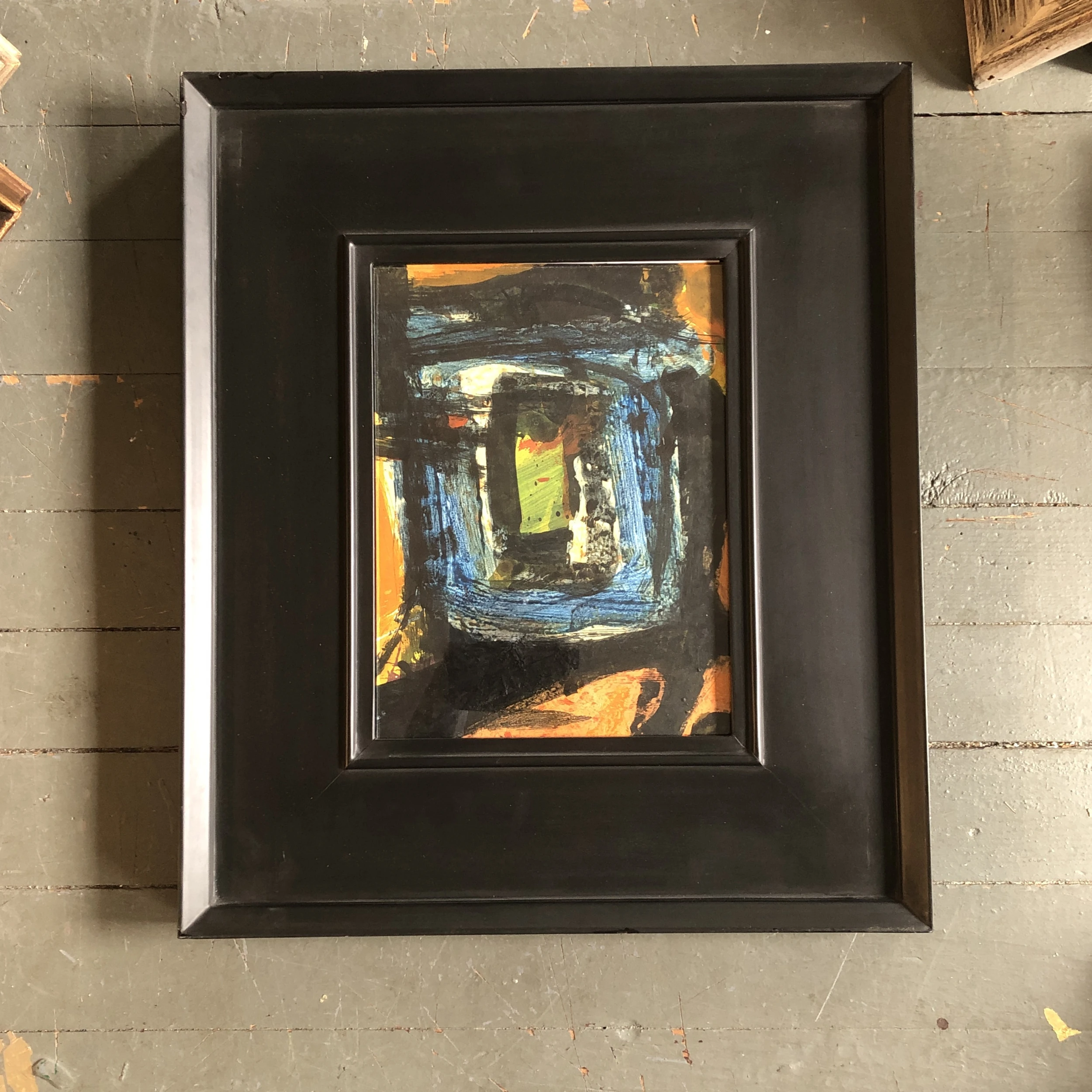 Original Vintage Abstract Modernist Painting Wide Black Frame 1970’s 4 Original Vintage Abstract Modernist Painting Wide Black Frame 1970’s - Image 4