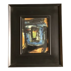 Original Vintage Abstract Modernist Painting Wide Black Frame 1970’s