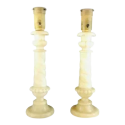 Pair Of 1940's Alabaster Table Lamps